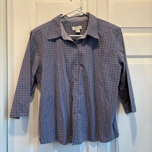 Vintage Christopher & Banks 3/4 Sleeve Plaid Button Up Top - Size Large